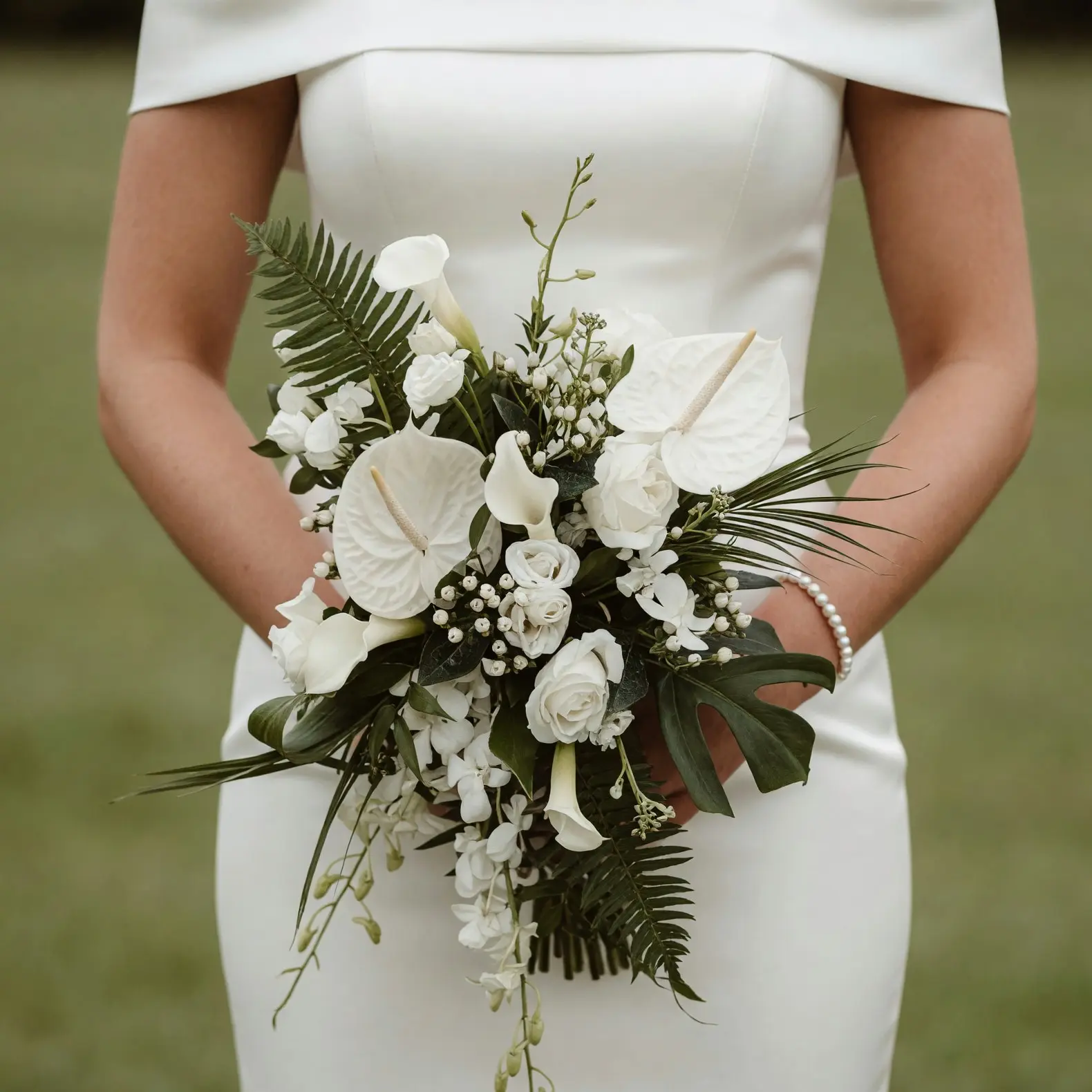 Tropical Wedding Bouquets Ivory Anthurium Bridal Flowers