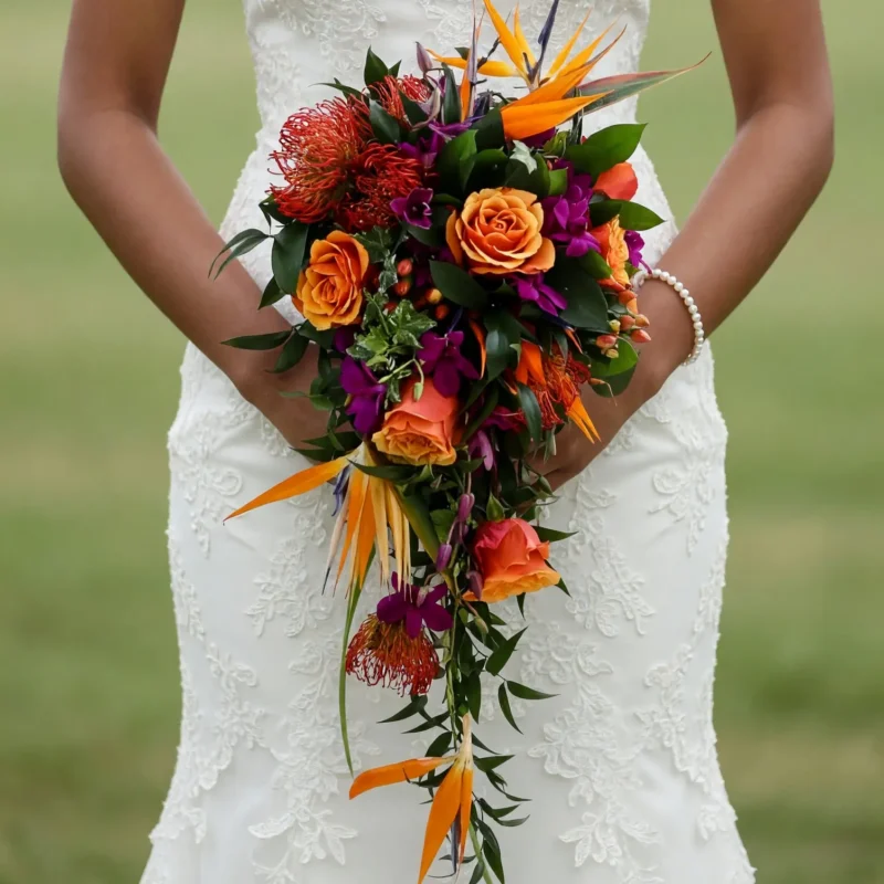 Tropical Wedding Bouquets Firebird Cascade