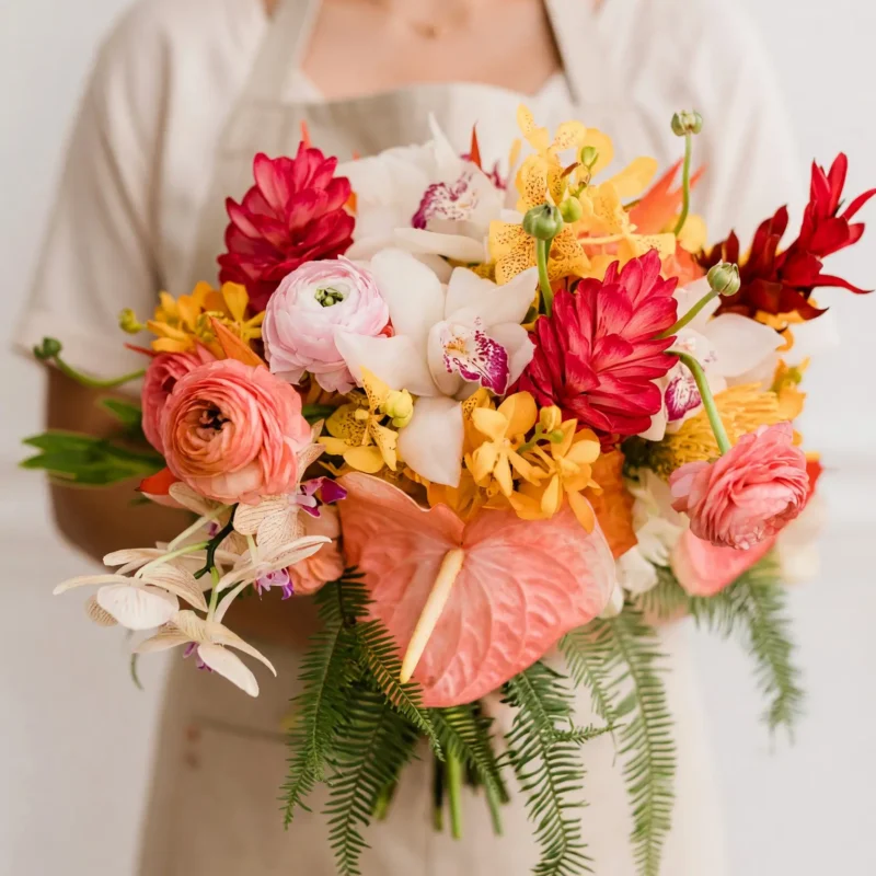 Tropical Wedding Bouquets Coral Ember