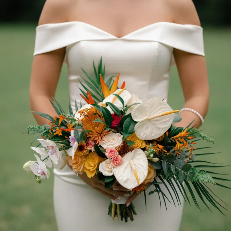 Tropical Wedding Bouquets Amber Ivory