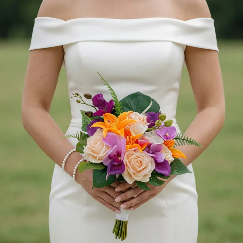 Tropical Wedding Bouquets Citrus Orchid