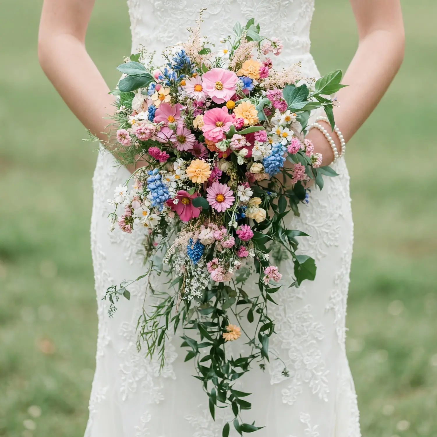 Dried Flower Wedding Bouquets Meadow Joy Bridal Cascade
