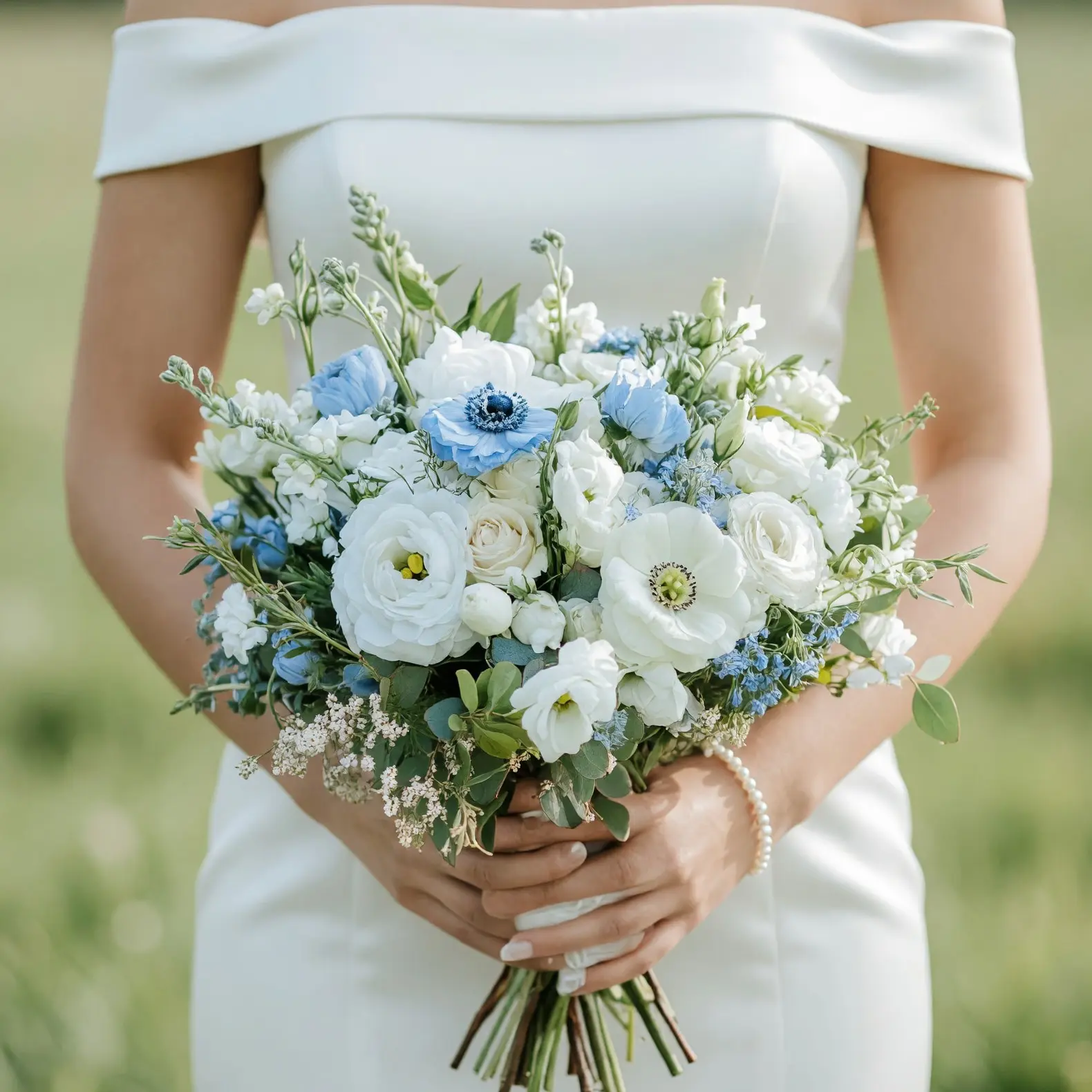 Dried Flower Wedding Bouquets Blue Serenity