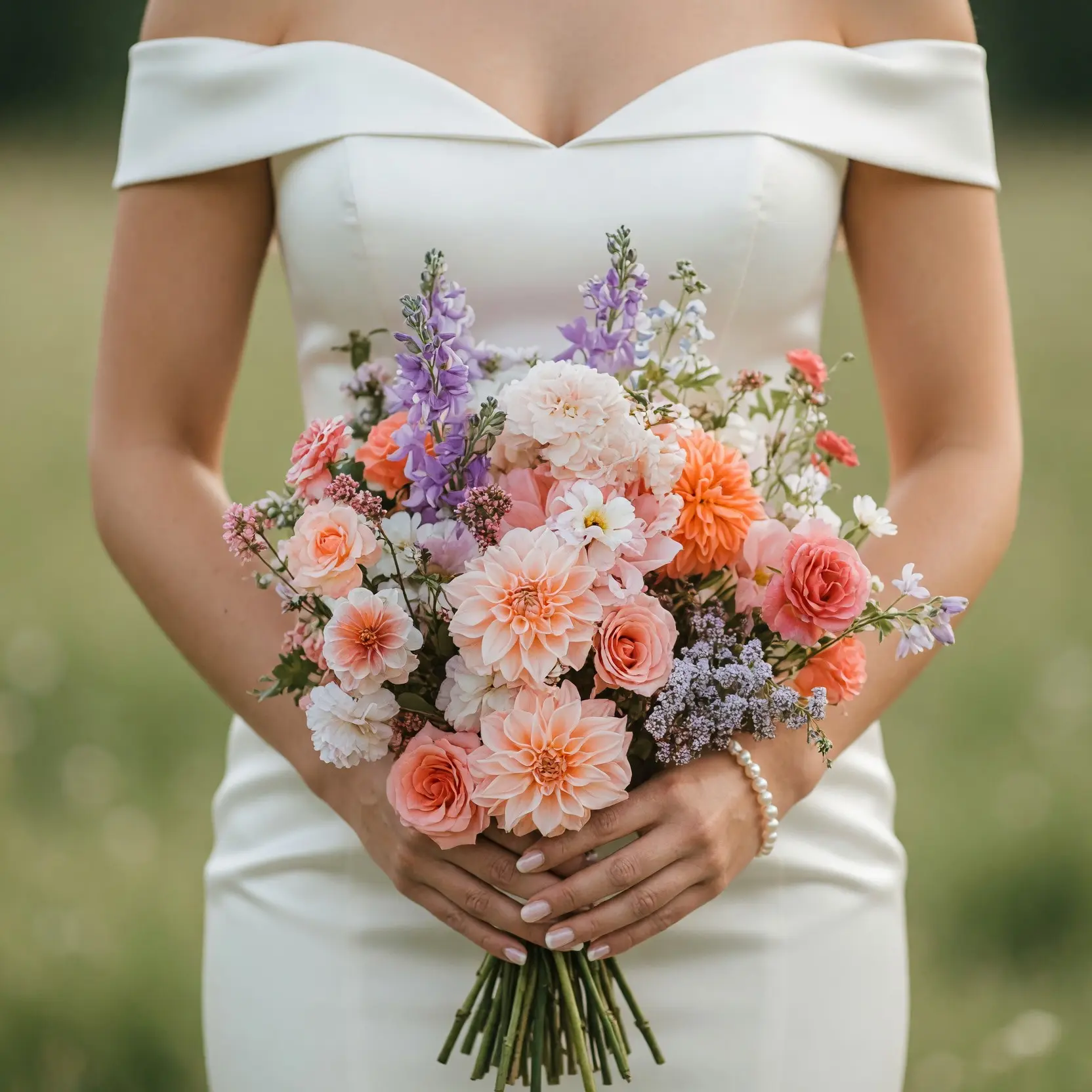 Dried Flower Wedding Bouquets Peach Lavender