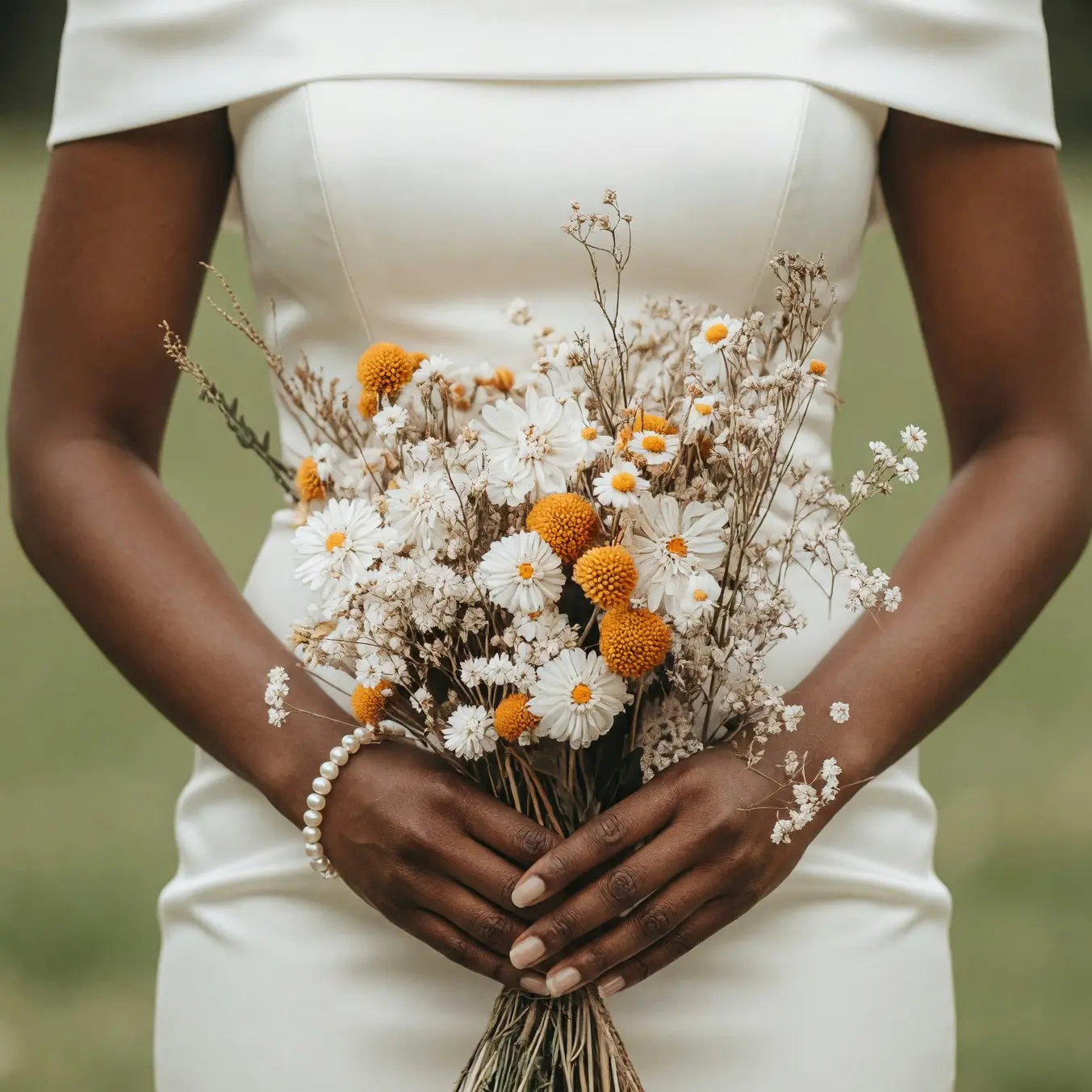 Dried Flower Wedding Bouquets Amber Daisy