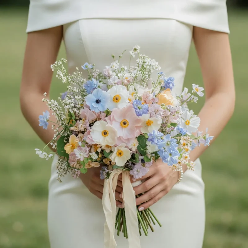 Dried Flower Wedding Bouquets Blue Sky Garden Romance