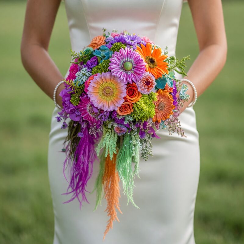 Groovy Retro Wedding Bouquets Rainbow Daydream